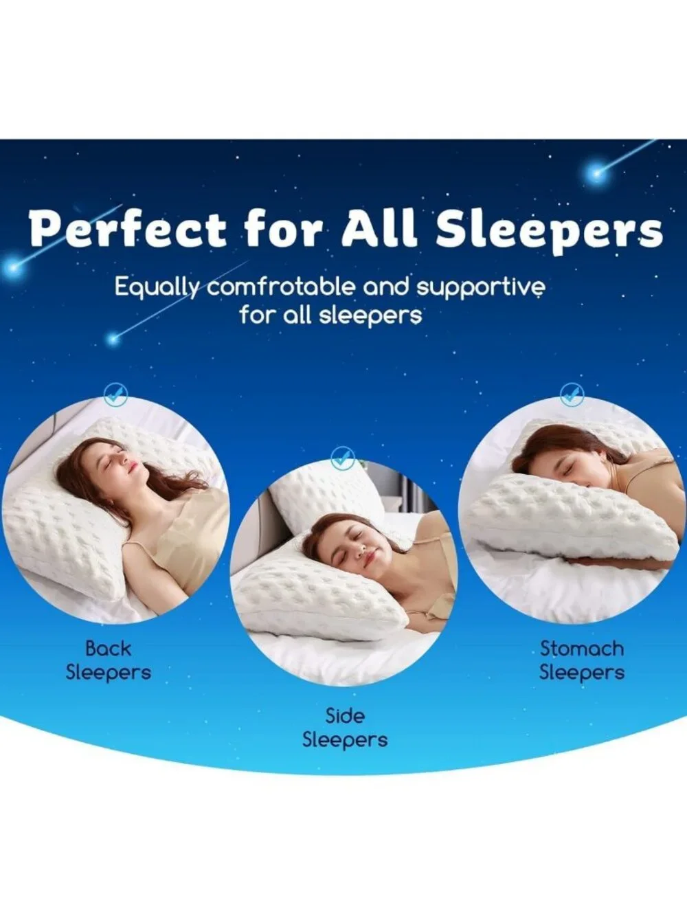 Cooling Memory Foam Side Sleeper Pillows for Neck & Shoulder Pain - Set of 2